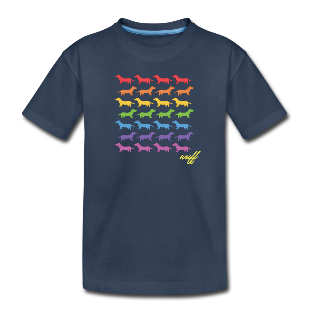 Wuff Hundemuster - Kinder Bio T-Shirt - Navy