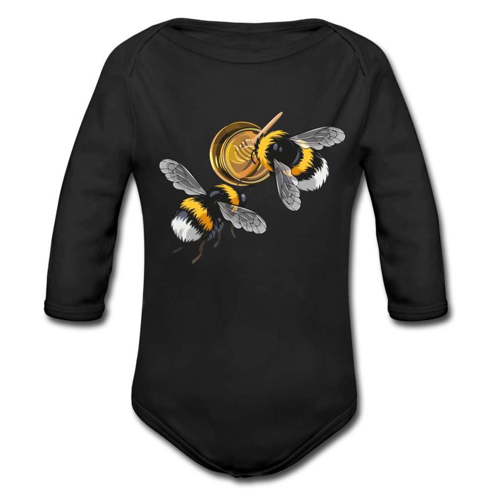Honigbiene - Baby Bio-Langarm-Body - Schwarz